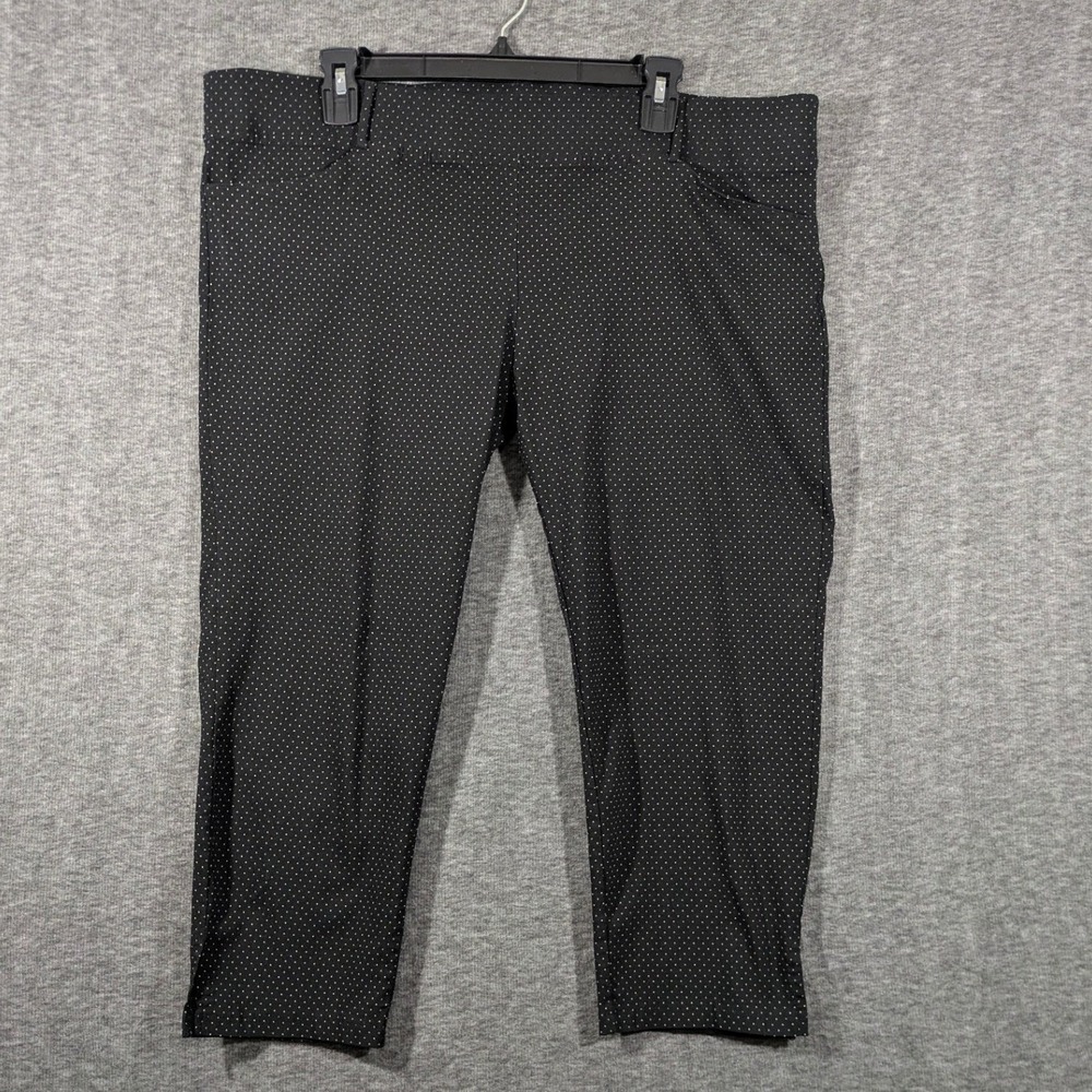 Jesse & J Womens Black Polka Dot Cropped Pull On Stretch Pants Plus Size 3XL